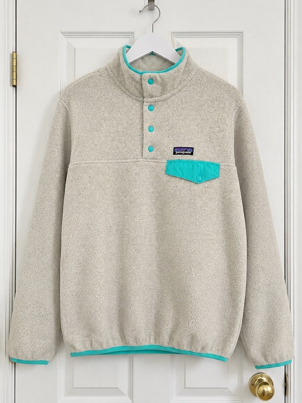 Patagonia Synchilla Snap-T Pullover Fleece Gray Aqua